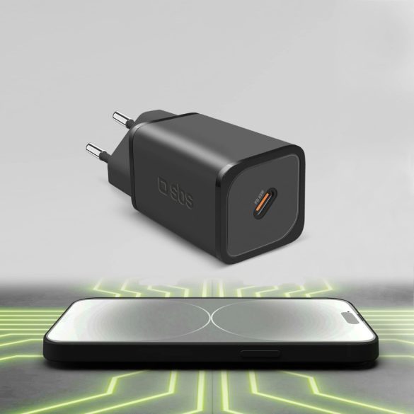 SBS TETRGAN1C65W hálózati töltő 1xUSB-C csatlakozással 65W 3.25A GaN PD - fekete