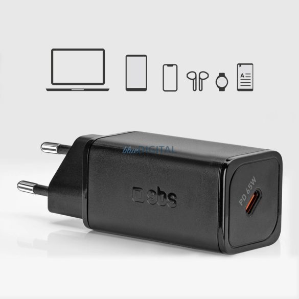 SBS TETRGAN1C65W hálózati töltő 1xUSB-C csatlakozással 65W 3.25A GaN PD - fekete