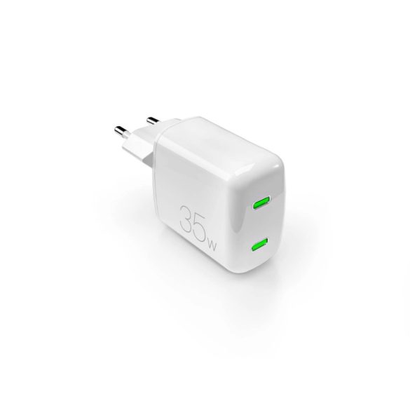 Puro MiniPro hálózati töltő 2xUSB-C csatlakozással 65W 3A GaN PD - fehér