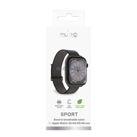 Puro Sport Nylon csereszíj Apple Watch 42 / 44 / 45 / 49 mm - fekete