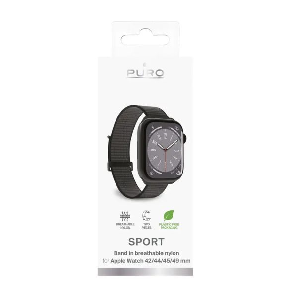Puro Sport Nylon csereszíj Apple Watch 42 / 44 / 45 / 49 mm - fekete