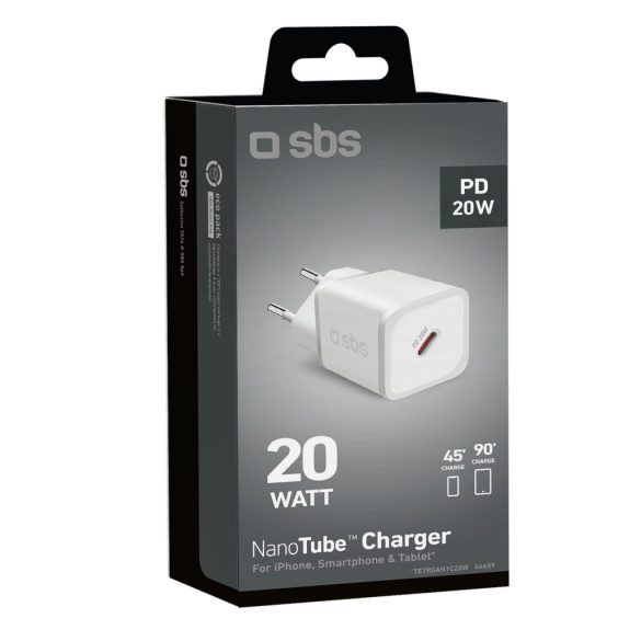 SBS TETRGAN1C20W hálózati töltő 1xUSB-C csatlakozással 20W GaN PD - fehér