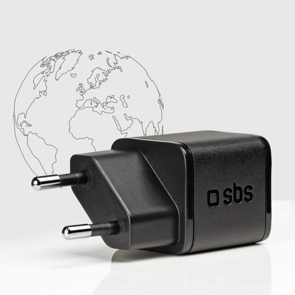 SBS TETRGAN1C20K hálózati töltő 1xUSB-C csatlakozással 20W GaN PD - fekete