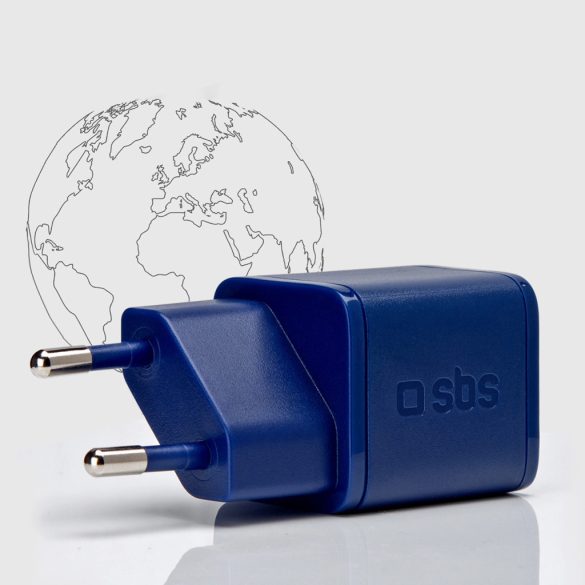 SBS TETRGAN1C20B hálózati töltő 1xUSB-C csatlakozással 20W GaN PD - kék