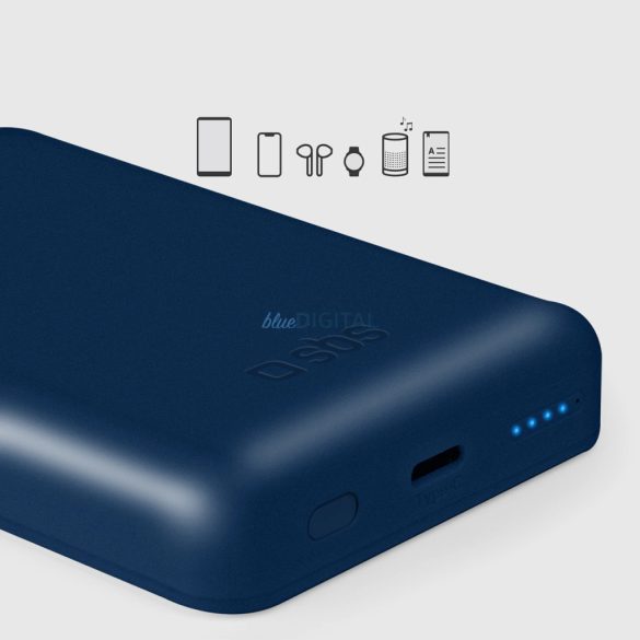 SBS TEBB5000MAG1CB indukciós powerbank 1xUSB-C csatlakozással 5000mAh 10W Qi - kék