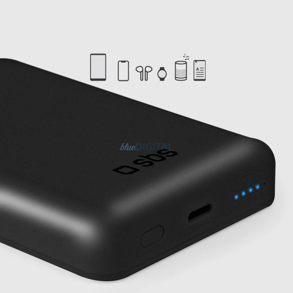 SBS TEBB5000MAG1CK indukciós powerbank 1xUSB-C csatlakozással 5000mAh 10W Qi - fekete