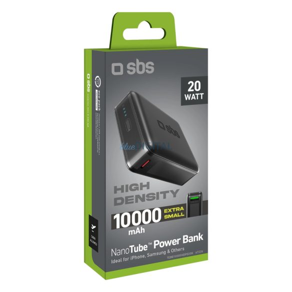 SBS TEBB10000HDPD20K powerbank 1xUSB-A és 1xUSB-C csatlakozással 10000mAh 20W PD - fekete