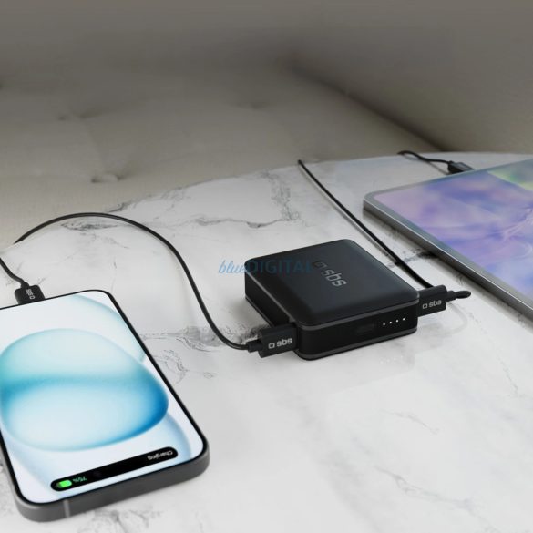 SBS TEBB10000HDPD20K powerbank 1xUSB-A és 1xUSB-C csatlakozással 10000mAh 20W PD - fekete