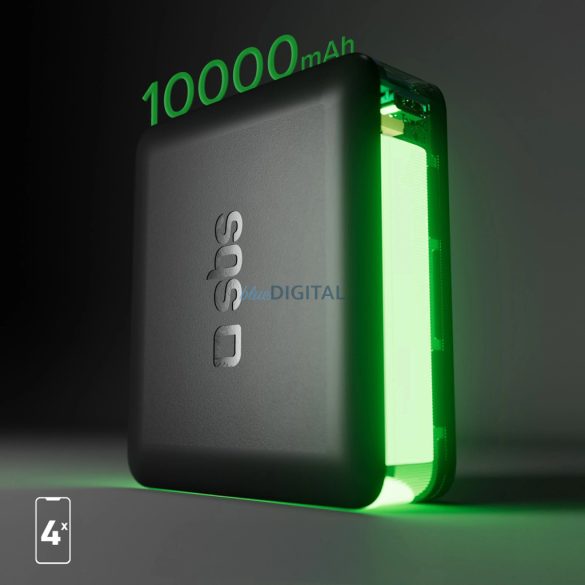 SBS TEBB10000HDPD20K powerbank 1xUSB-A és 1xUSB-C csatlakozással 10000mAh 20W PD - fekete