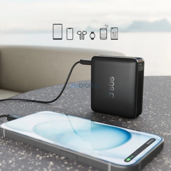 SBS TEBB10000HDPD20K powerbank 1xUSB-A és 1xUSB-C csatlakozással 10000mAh 20W PD - fekete