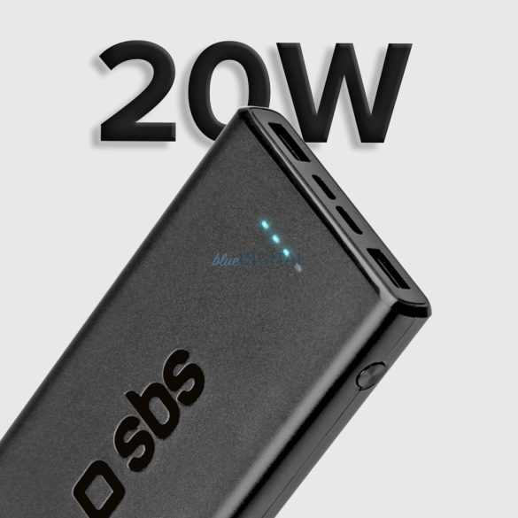 SBS TTBB10000FASTPD20K powerbank 2xUSB-A és 1xUSB-C csatlakozással 10000mAh 20W PD - fekete