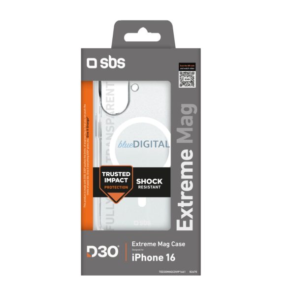 SBS Extreme Mag D3O MagSafe tok iPhone 16 - átlátszó