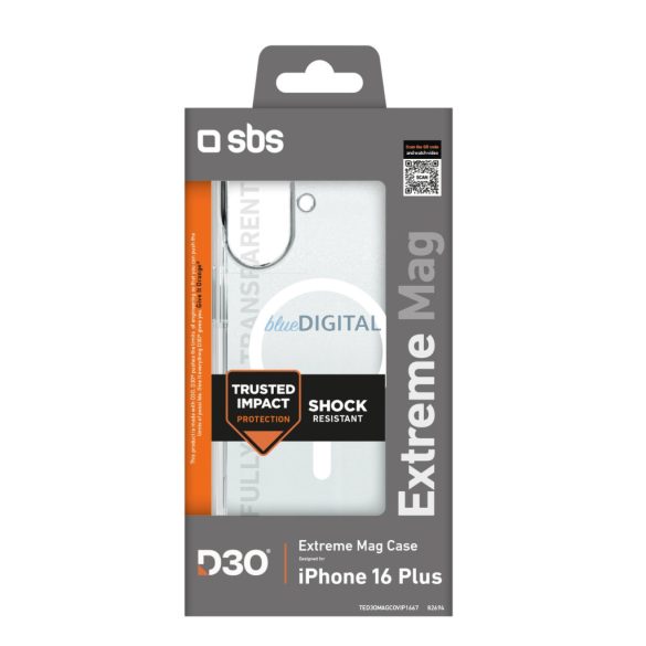 SBS Extreme Mag D3O MagSafe tok iPhone 16 Plus - átlátszó