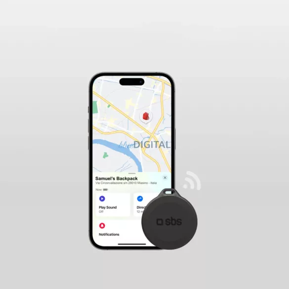 SBS Track My Circle vízálló IP65 helymeghatározó kompatibilis Apple Find My készülékkel - Fekete
