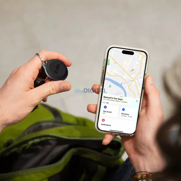 SBS Track My Circle vízálló IP65 helymeghatározó kompatibilis Apple Find My készülékkel - Fekete