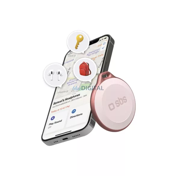 SBS Track My Circle vízálló IP65 helymeghatározó kompatibilis Apple Find My készülékkel - rózsaszín