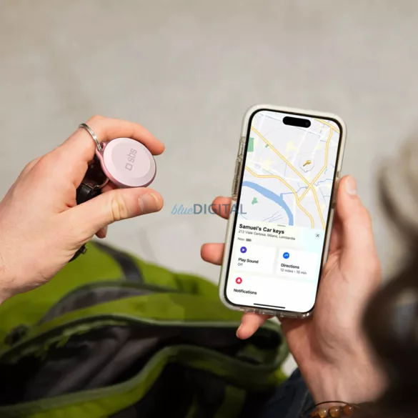 SBS Track My Circle vízálló IP65 helymeghatározó kompatibilis Apple Find My készülékkel - rózsaszín