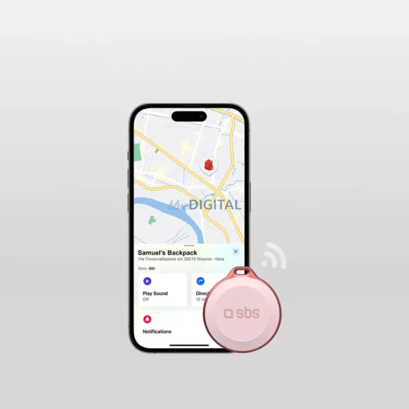 SBS Track My Circle vízálló IP65 helymeghatározó kompatibilis Apple Find My készülékkel - rózsaszín