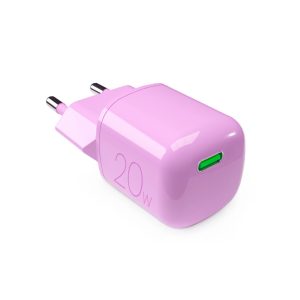 Puro hálózati töltő 1xUSB-C csatlakozással 20W 3A GaN PD - rózsaszín