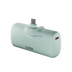   SBS EcoPower 5000 mAh 10W Powerbank beépített USB-C porttal - zöld