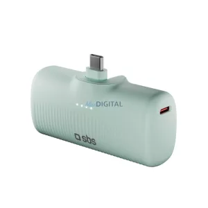 SBS EcoPower 5000 mAh 10W Powerbank beépített USB-C porttal - zöld