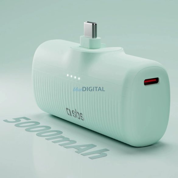 SBS EcoPower 5000 mAh 10W Powerbank beépített USB-C porttal - zöld