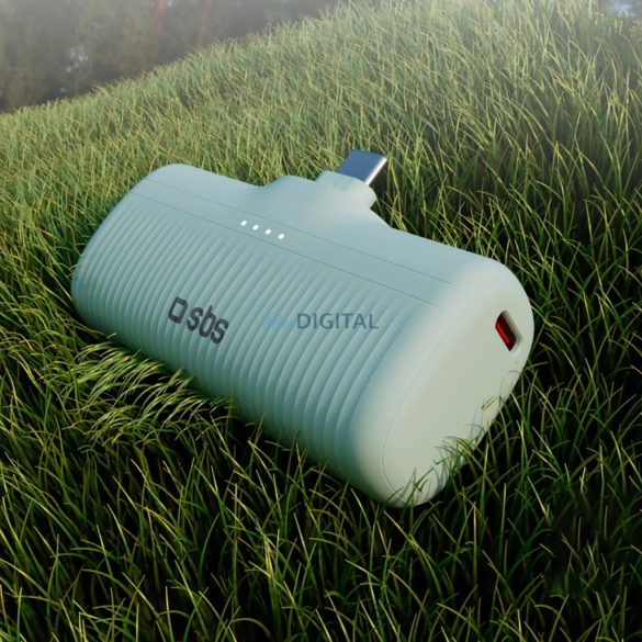 SBS EcoPower 5000 mAh 10W Powerbank beépített USB-C porttal - zöld