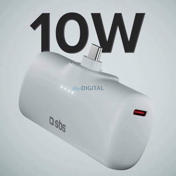 SBS EcoPower 5000 mAh 10W-os Powerbank beépített USB-C porttal - szürke
