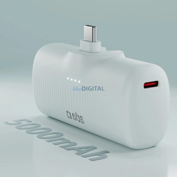 SBS EcoPower 5000 mAh 10W-os Powerbank beépített USB-C porttal - szürke