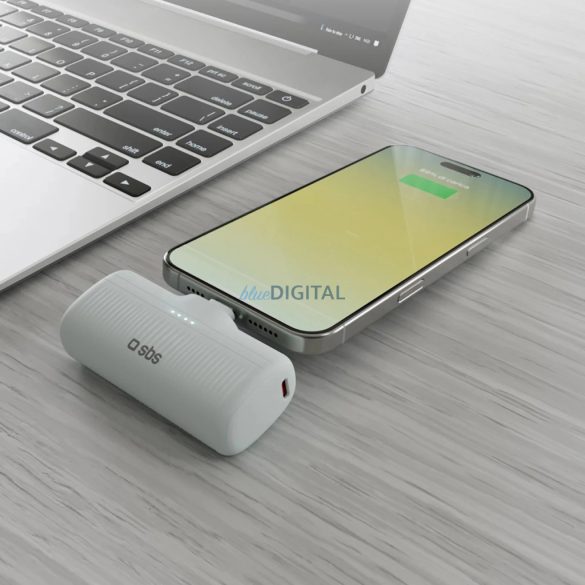 SBS EcoPower 5000 mAh 10W-os Powerbank beépített USB-C porttal - szürke