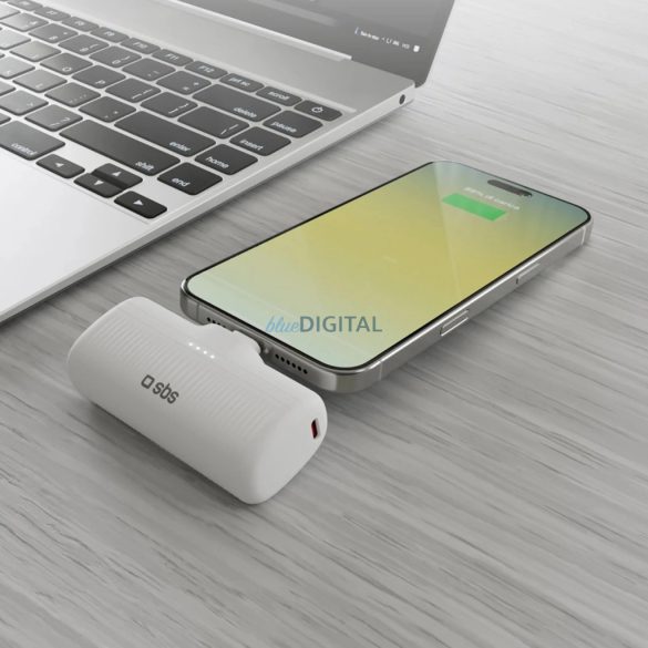 SBS EcoPower 5000 mAh 10W Powerbank beépített USB-C porttal - Fehér színű