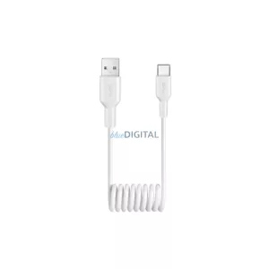 Puro 10W USB-A - USB-C spirál kábel 1m - fehér