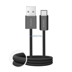   Puro Fabrik 2.0 10W USB-A - USB-C fonott kábel 1,5 m - fekete
