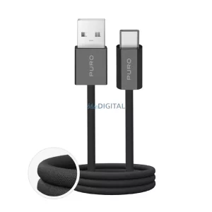 Puro Fabrik 2.0 10W USB-A - USB-C fonott kábel 1,5 m - fekete