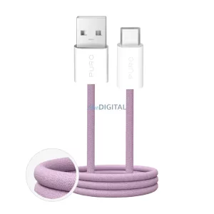 Puro Fabrik 2.0 10W USB-A - USB-C fonott kábel 1.5 m - rózsaszín