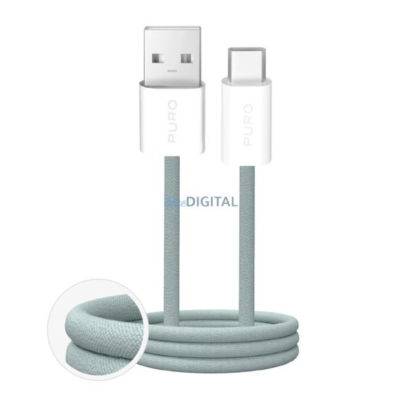Puro Fabrik 2.0 10W USB-A - USB-C fonott kábel 1,5 m - zöld
