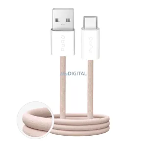 Puro Fabrik 10W fonott kábel USB-A - USB-C 1.5m - bézs színű