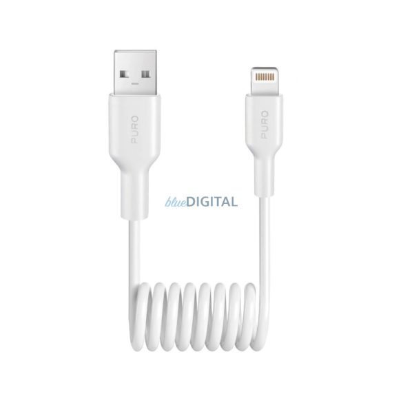 Puro 12W USB-A - Lightning spirál kábel 1m - Fehér