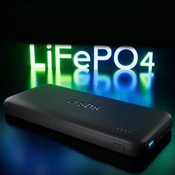 SBS Infinity Power Bank 10000mAh 10W LiFePo USB-A USB-C - Fekete