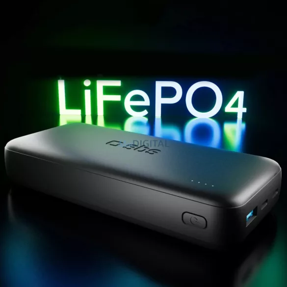 SBS Infinity Power Bank 20000mAh 10W LiFePo USB-A USB-C - Fekete