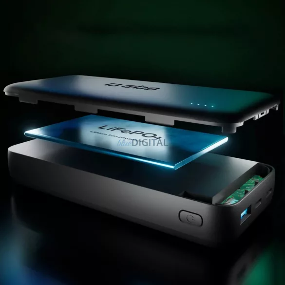 SBS Infinity Power Bank 20000mAh 10W LiFePo USB-A USB-C - Fekete