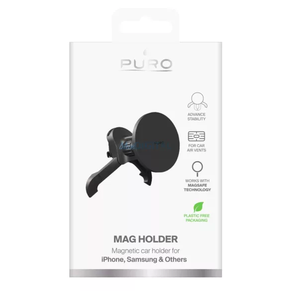 Puro állítható autós tartó, MagSafe kompatibilis - fekete
