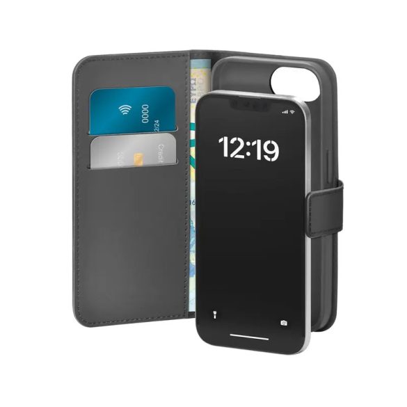 Puro Eco-Leather könyvtok iPhone 16e - fekete
