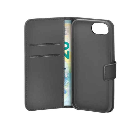 Puro Eco-Leather könyvtok iPhone 16e - fekete