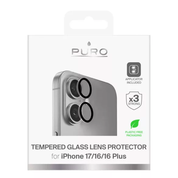 Puro Individual edzett üveglencsék iPhone 17 / iPhone 16 / iPhone 16 Plus készülékhez
