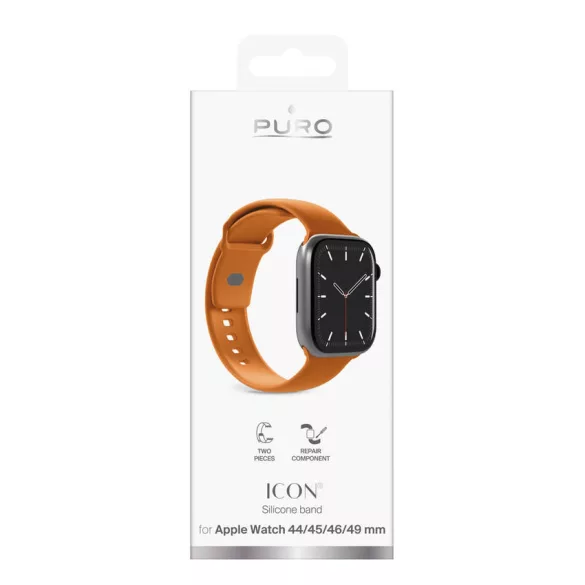 Puro Icon szilikon szíj Apple Watch 44 / 45 / 46 / 49 mm-es órához - narancssárga