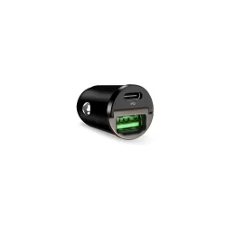   Puro Mini autós töltő 1xUSB-A és 1xUSB-C csatlakozással 30W PD - fekete