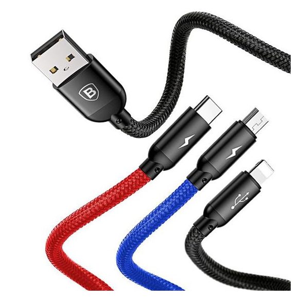 Kábel USB 3IN1 1,2M 3.5A BASEUS CAMLT-BSY01 Fekete