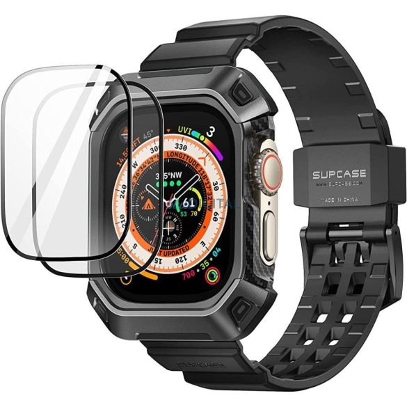 Supcase UNICORN BEETLE PRO Apple Watch ULTRA (49MM) fekete tok+ szíj és kiejlzővédő fólia