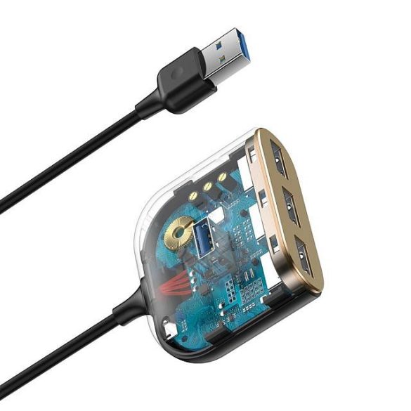 Adapter Hub Usb-Usb-C Baseus Square Round 4xMicro USB Usb Cahub-Ay01 Fekete